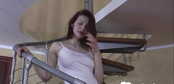  Naughty redhead girlfriend puts on a quick show